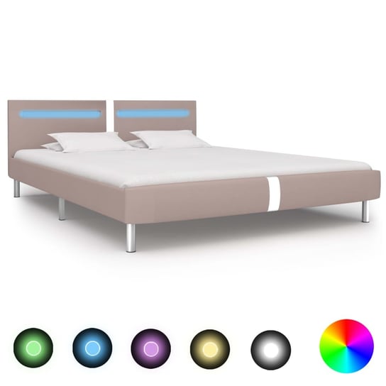 Rama łóżka beżowa, LED, bez materaca, 160x200 vidaXL