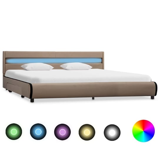 Rama łóżka beżowa, LED, bez materaca, 180x200 vidaXL