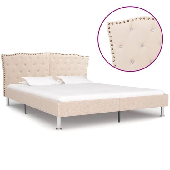 Rama łóżka beżowa, tapicerowana, bez materaca, 160x200 vidaXL
