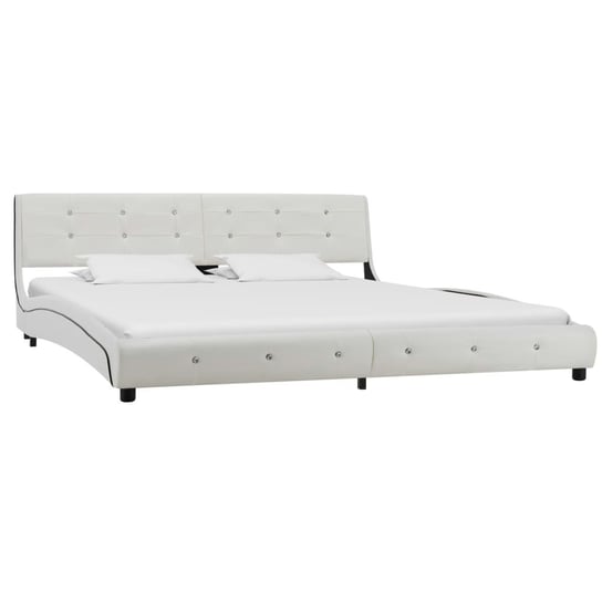 Rama łóżka biała, bez materaca, skórzana, 180x200 vidaXL