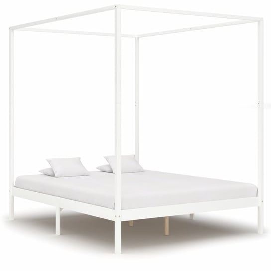Rama łóżka biała, bez materaca, z baldachimem, 180x200 vidaXL