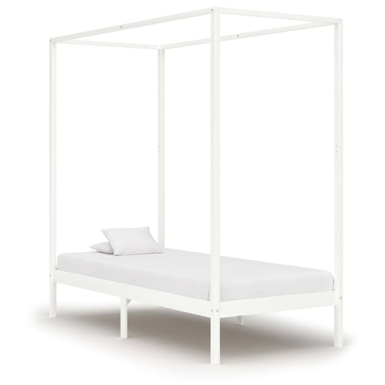 Rama łóżka biała, bez materaca, z baldachimem, 90x200 vidaXL