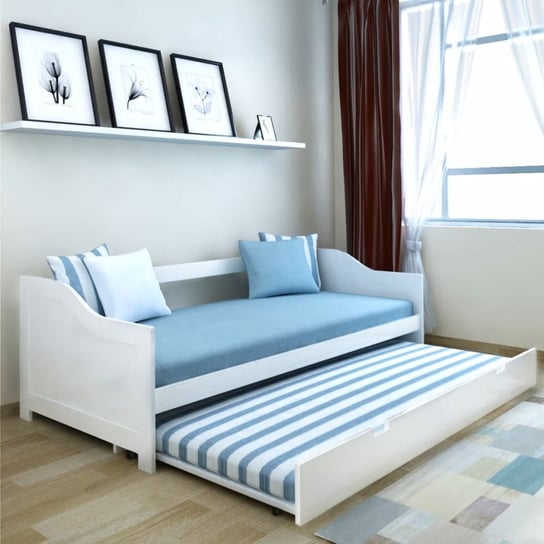 Rama łóżka biała, drewniana, 205x97,5 vidaXL