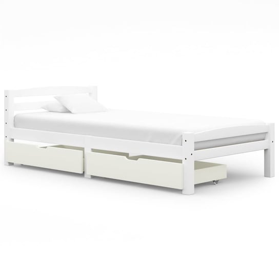 Rama łóżka biała, drewno sosnowe, z 2 szufladami, 100x200 cm vidaXL