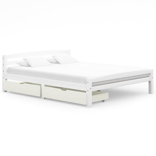 Rama łóżka biała, drewno sosnowe, z 2 szufladami, 160x200 cm vidaXL