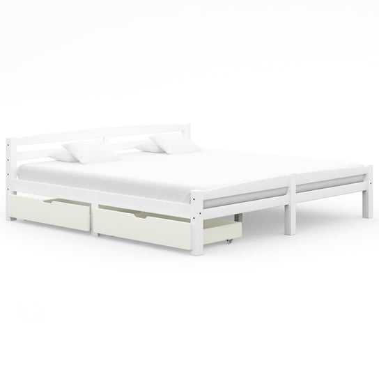 Rama łóżka biała, drewno sosnowe, z 2 szufladami, 180x200 cm vidaXL