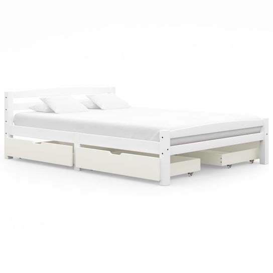 Rama łóżka biała, drewno sosnowe, z 4 szufladami, 140x200 cm vidaXL