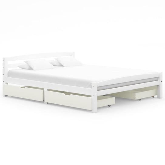 Rama łóżka biała, drewno sosnowe, z 4 szufladami, 160x200 cm vidaXL