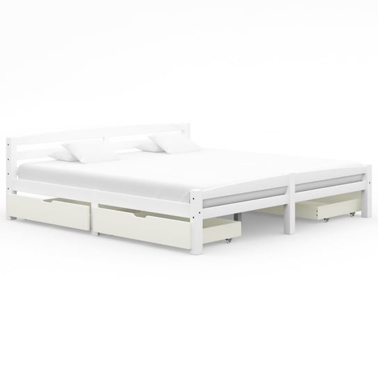 Rama łóżka biała, drewno sosnowe, z 4 szufladami, 200x200 cm vidaXL