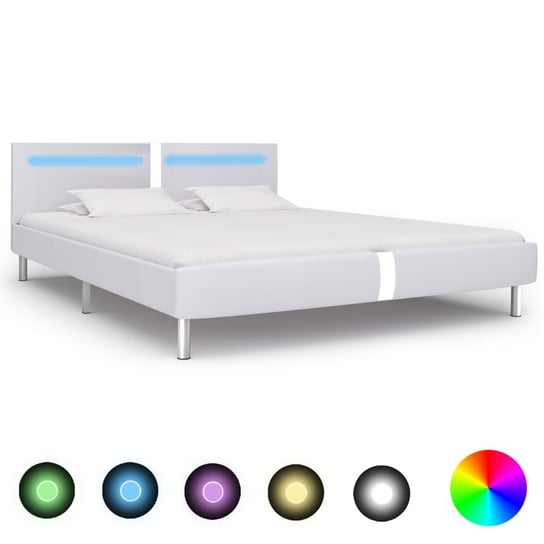 Rama łóżka biała, LED, bez materaca, 160x200 vidaXL