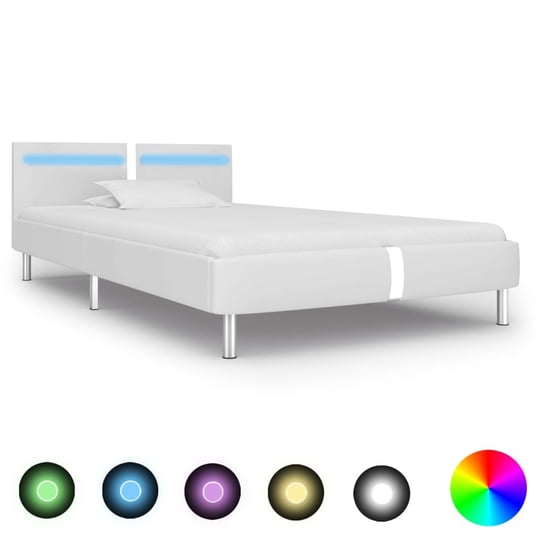 Rama łóżka biała, LED, bez materaca, 90x200 vidaXL