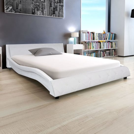 Rama łóżka, biała, skórzana, 150,5x226 cm vidaXL