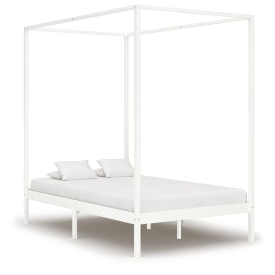 Rama łóżka biała, VidaXL, z baldachimem, 120x200 cm vidaXL