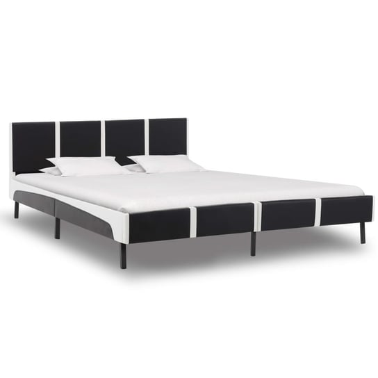 Rama łóżka biało-czarna, sztuczna skóra, bez materaca, 160x200 vidaXL