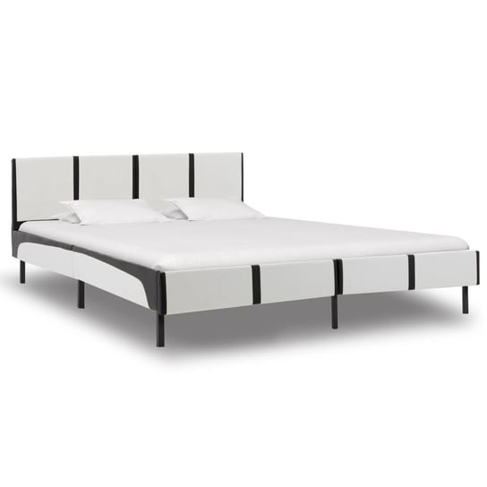 Rama łóżka biało-czarna, sztuczna skóra, bez materaca, 180x200 vidaXL