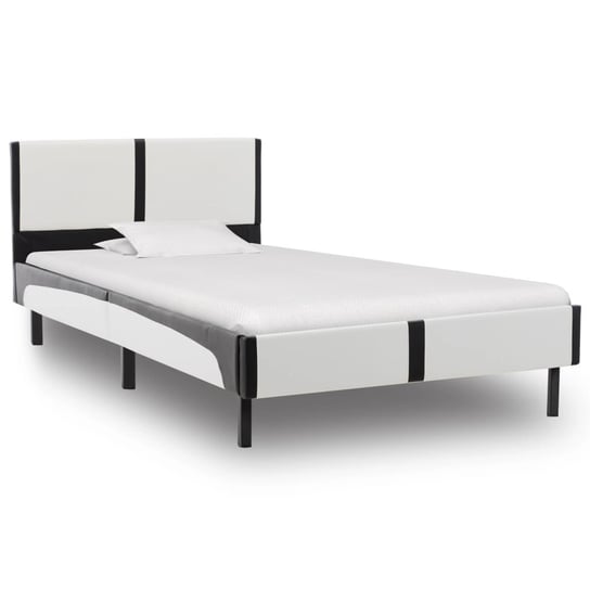 Rama łóżka biało-czarna, tapicerka, bez materaca, 90x200 vidaXL