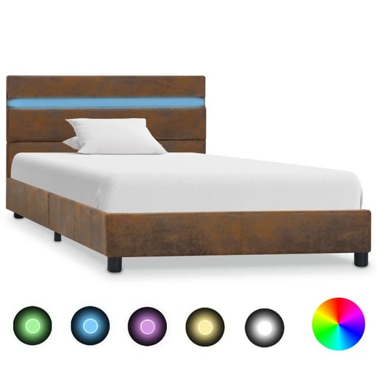 Rama łóżka brązowa, LED, bez materaca, 100x200 vidaXL