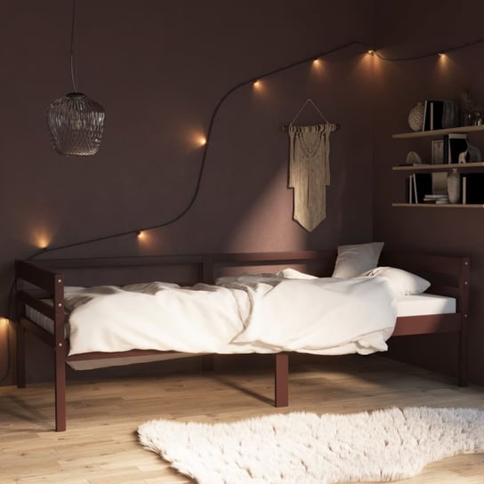 Rama łóżka, ciemnobrązowa, lite drewno sosnowe, VidaXL, 90x200 cm vidaXL