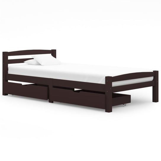 Rama łóżka, ciemnobrązowa, sosna, z 2 szufladami, 100x200 cm vidaXL