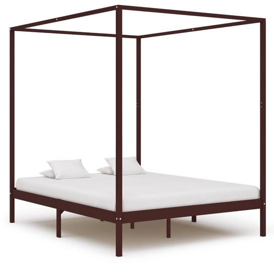 Rama łóżka ciemnobrązowa, z baldachimem, 160x200 vidaXL