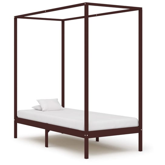 Rama łóżka ciemnobrązowa, z baldachimem, bez materaca, 90x200 vidaXL