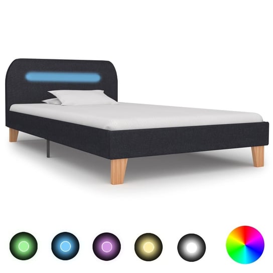 Rama łóżka ciemnoszara, LED, bez materaca, 90x200 vidaXL