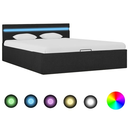 Rama łóżka ciemnoszara, z podnośnikiem, LED, tkanina, bez materaca, 140x200 vidaXL