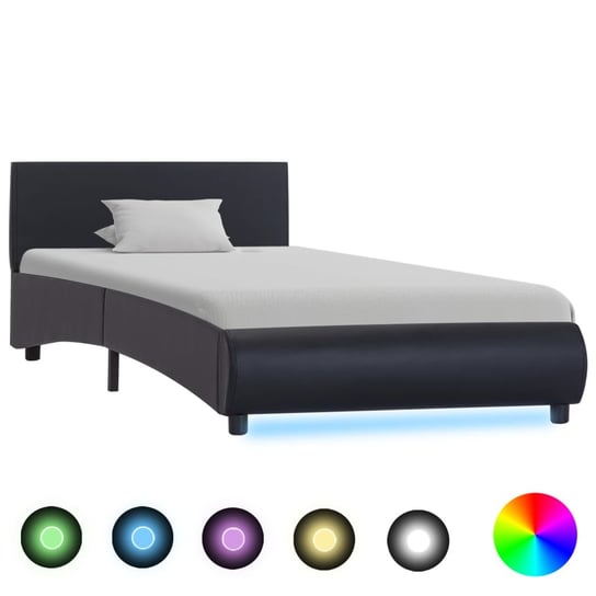 Rama łóżka czarna, LED, bez materaca, 100x200 vidaXL