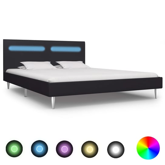 Rama łóżka czarna, LED, bez materaca, 160x200 vidaXL