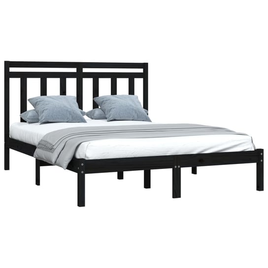 Rama łóżka czarna z litego drewna, 120x200 cm Shumee
