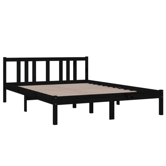Rama łóżka czarna z litego drewna, 140x200 cm. Shumee