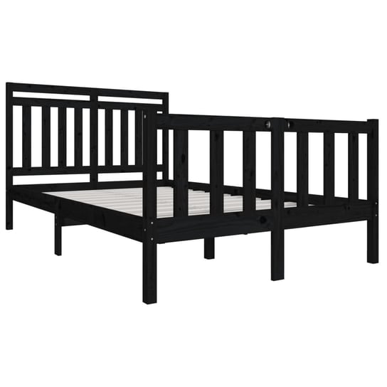 Rama łóżka czarna z litego drewna, 140x200 cm Shumee