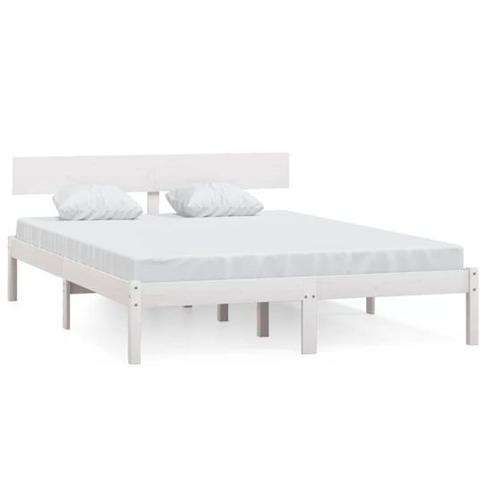 Rama łóżka drewniana, 196,5x145,5x70 cm, biała Inna marka
