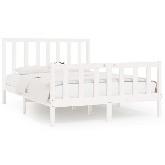 Rama łóżka drewniana biała, 205,5x156x100 cm Inna marka