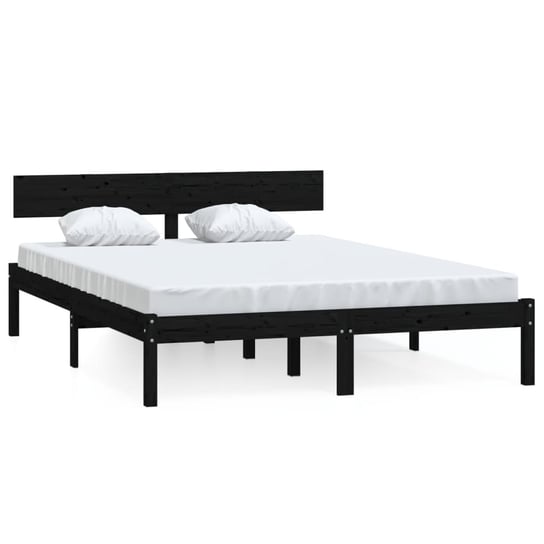 Rama łóżka drewniana, czarna, 196,5x125,5x70 cm Inna marka