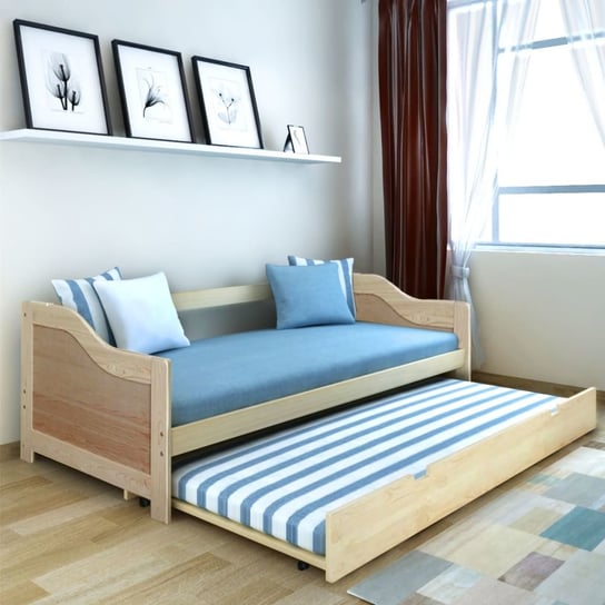 Rama łóżka, drewniana rozkładana, beżowa, 205x97,5 cm vidaXL