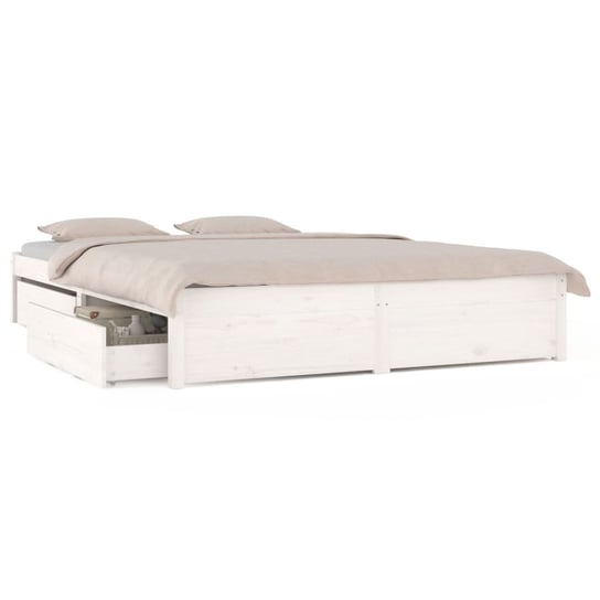 Rama łóżka drewniana sosnowa 205,5x125,5x31cm, bia Inna marka