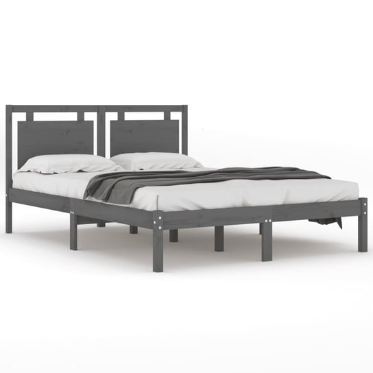 Rama łóżka drewniana szara 195,5x145,5x31 cm Inna marka