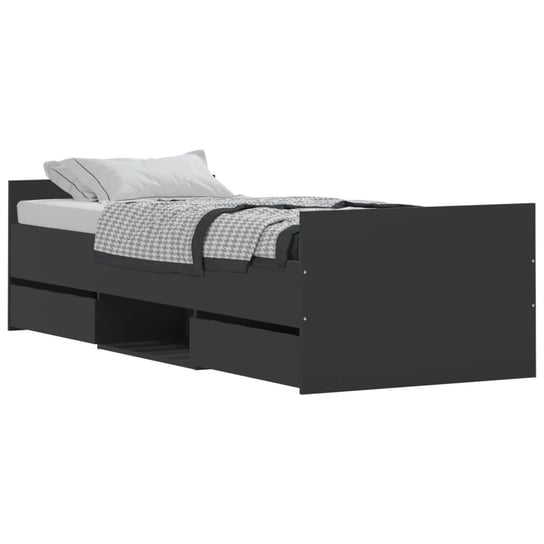 Rama łóżka drewnopochodna, czarna, 193x78x50 cm Inna marka