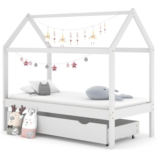 Rama łóżka dziecięcego z szufladą, biała, sosnowa, VidaXL, 80x160 cm vidaXL
