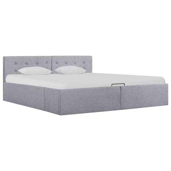 Rama łóżka jasnoszara, z podnośnikiem, tkanina, 160x200 vidaXL
