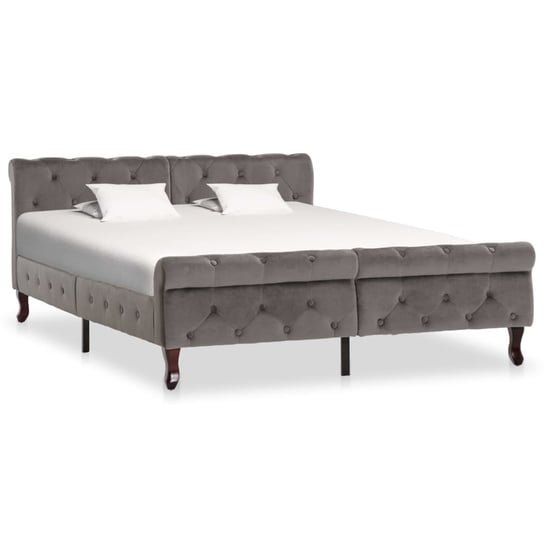 Rama łóżka klasyczna 226x146,5x74 cm, szara Inna marka