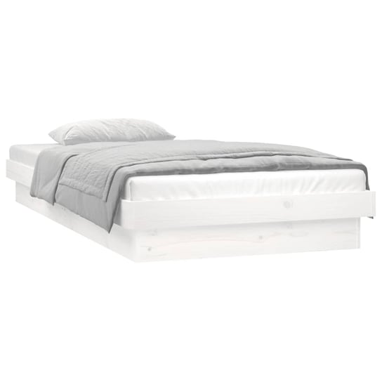 Rama łóżka LED 100x200 biała, lite drewno sosnowe Inna marka