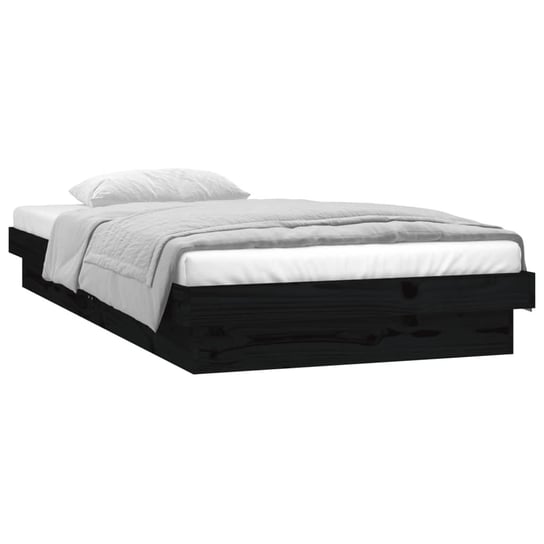 Rama łóżka LED 90x200 cm, lite drewno, czarny Inna marka