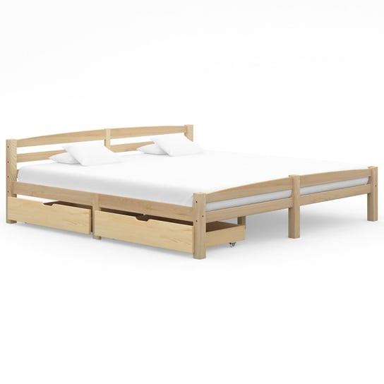 Rama łóżka lite drewno sosnowe, z 2 szufladami, 180x200 cm vidaXL