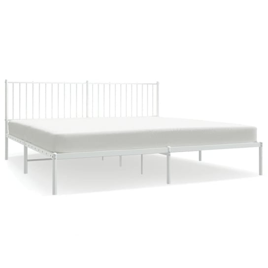 Rama łóżka metalowa biała 207x206x90,5 cm Zakito