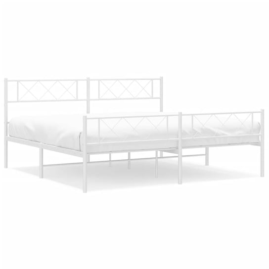 Rama łóżka metalowa, biała, 219x187x90 cm Inna marka