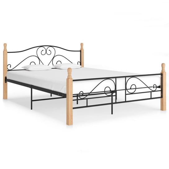 Rama łóżka metalowa, czarno-naturalna, 210x167x90 Inna marka