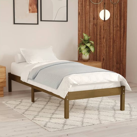 Rama łóżka, miodowy brąz, lite drewno sosnowe, VidaXL, 100x200 cm vidaXL