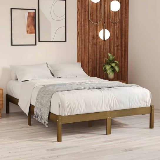 Rama łóżka, miodowy brąz, lite drewno sosnowe, VidaXL, 140x200 cm vidaXL